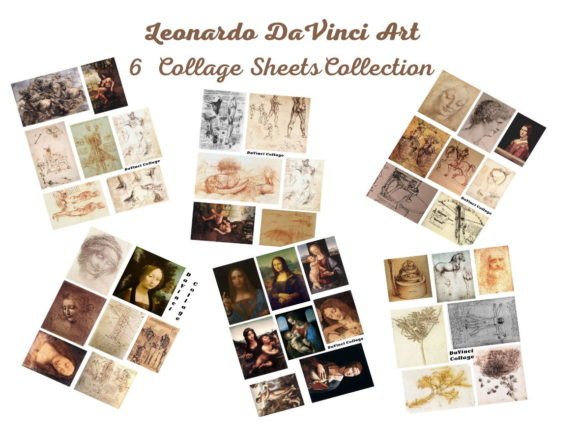 Download 6 DaVinci Art Collage Sheets Scrapbook - Premium Resources
