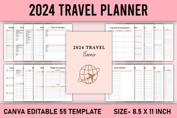 Download 2024 Travel Planner Canva Template - Premium Bundle